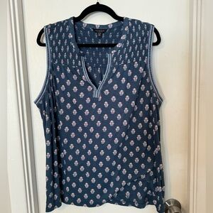 Lucky Brand blue patterned tank top size XL